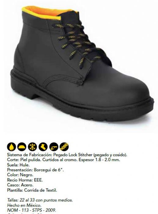 Calzado de Seguridad BORCEGUI 101ACERO NEGRO S/HULE 							 - Servicios Administrativos JDM S. de C de C.V.