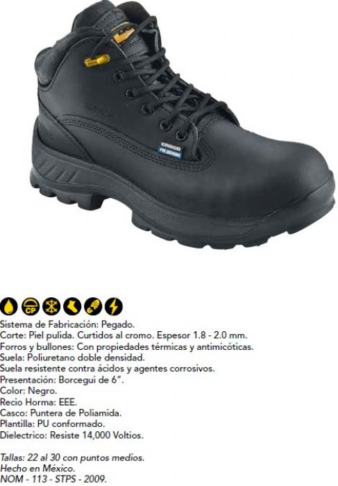 BOTA DE SEGURIDAD 107 NEG. S/P.U D. DENSIDAD C/POLIC 						 - 