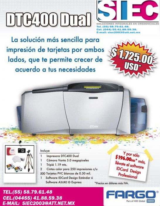 IMPRESORA DE CREDENCIALES FARGO DTC 400e DUAL - FARGO
