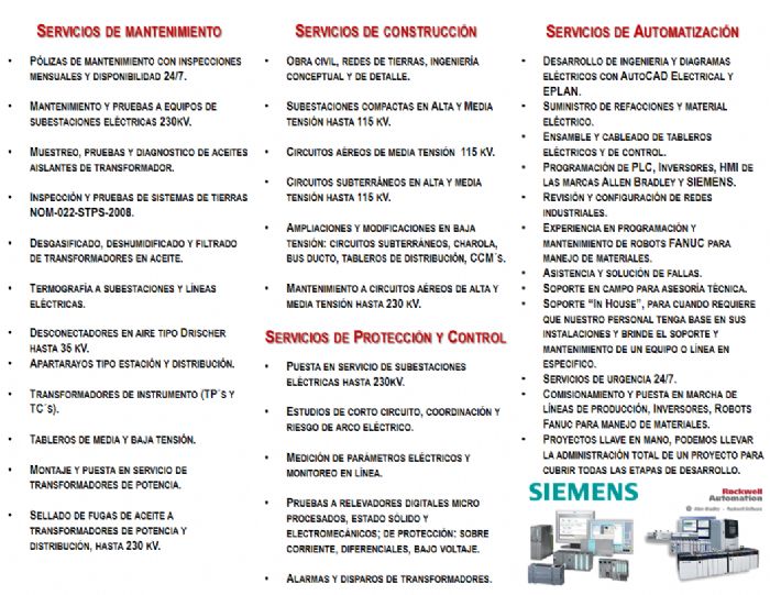 Servicios.- Alta Tension - TECMA
