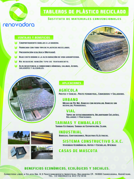 TABLERO DE PLASTICO RECICLADO - RENOVADORA SUSTENTABLE