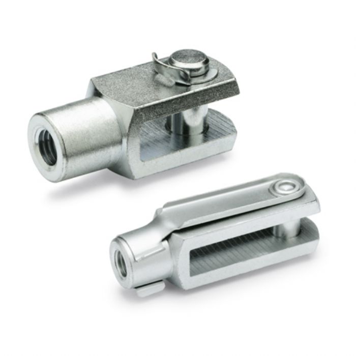 Articulaciones de horquilla Acero, con anillo de seguridad o collarín de aseguramiento a presión - JW Winco