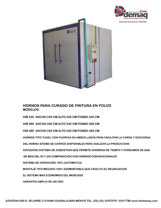 HORNO PARA CURADO PINTURA - itm demaq