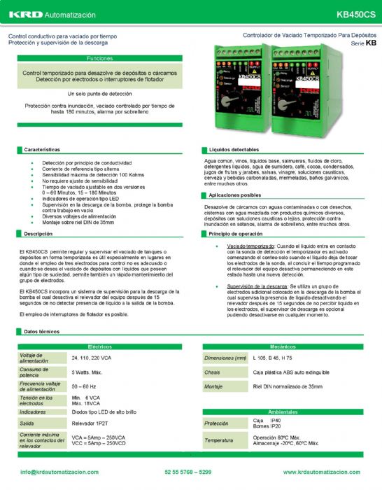 Controlador Conductivo Para Vaciado con Temporización Ajustable - KB SERIES - KRD - Automatización