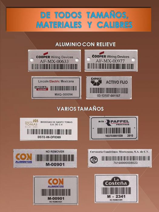 Placas y lectores para código de barras - Placas con código de barras