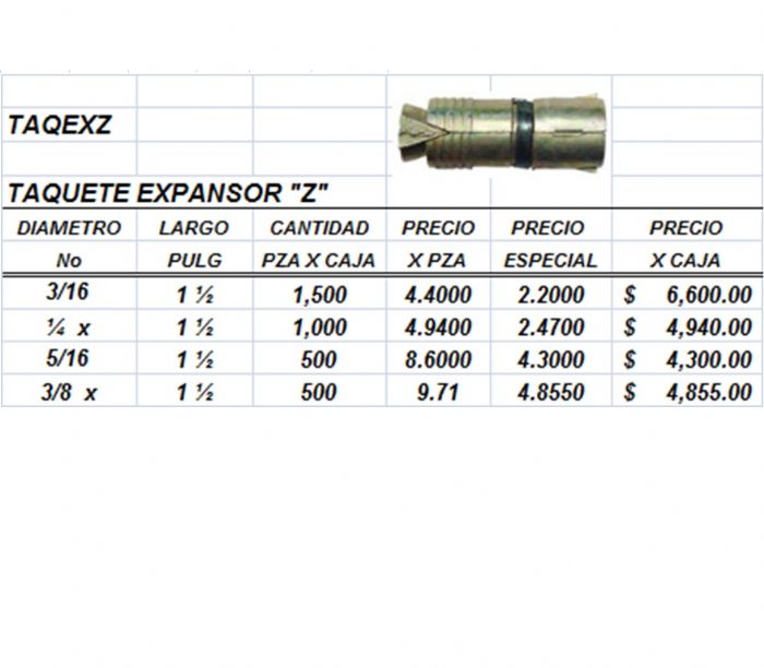 Taquete Expansor Z - Z