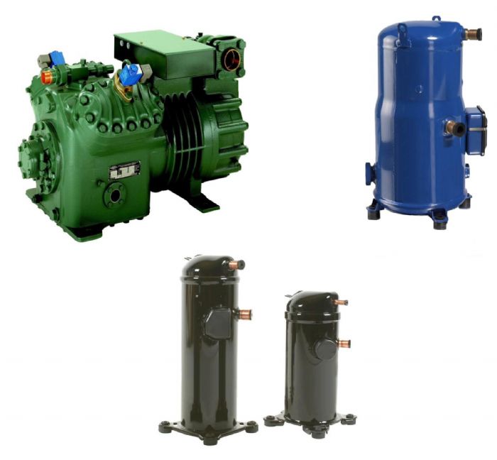 Compresores de refrigeración y aire acondicionado. hermeticos y semihermeticos - Danfoss, Copeland, Bitzer, Emerson,Scroll Tech, et