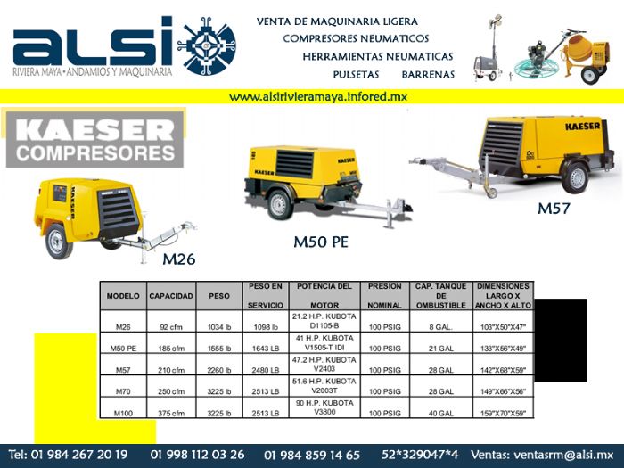 VENTA DE COMPRESOR NEUMATICO 185 PSI - Kaeser y Sullair