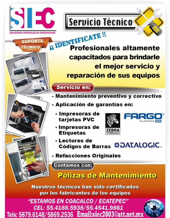 SERVICIO TECNICO A IMPRESORAS DE CREDENCIALES FARGO - ZEBRA - DATACARD -EVOLIS -  - FARGO - ZEBRA - DATACARD -EVOLIS - MAGICARD