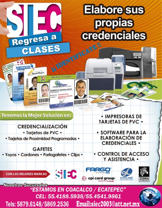 ELABORACION DE CREDENCIALES EN PVC - FARGO HID - ZEBRA - DATACARD - EVOLIS - MAGICARD