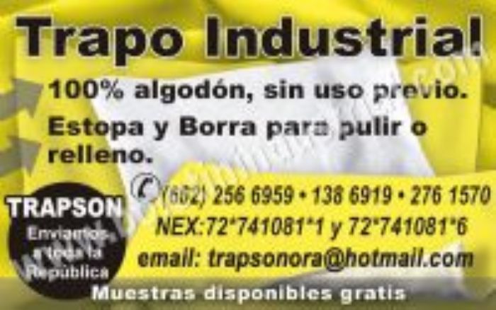 ALGODON - RECICLADORA LA FRONTERADE AGUAPRIETA